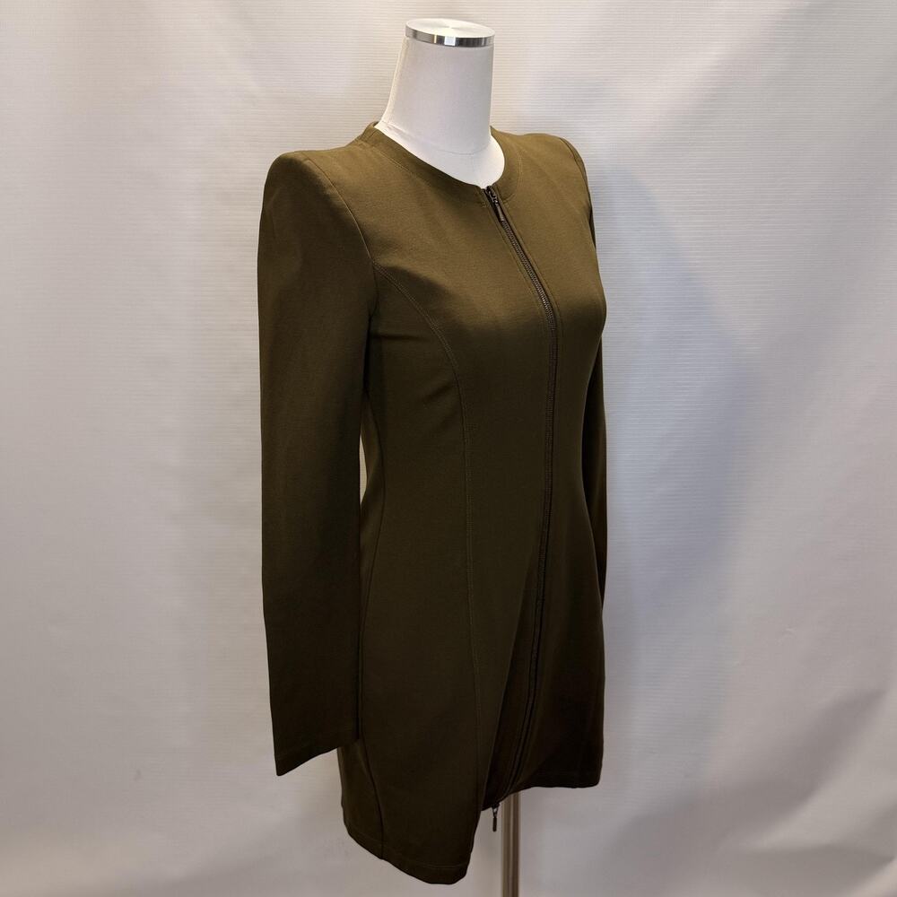Plein Sud Jeanius Dress Womens 8 Green Long Sleeve Zip Front Mini Sheath Lined